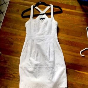 White summer halter dress w/ lace-like embroidery!